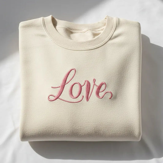 Love Script Embroidery Design for Sweatshirt, Cursive Letter Machine Embroidery File
