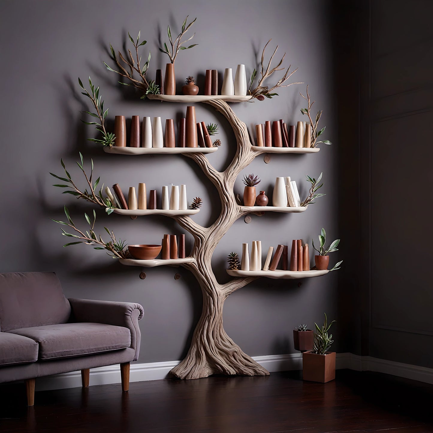 Solid wood branch bookshelf wall mounted live edge shelf custom bookshelf handmade furniture decoration meaningful gift