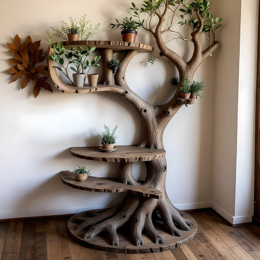 Handmade rustic plant stand, handmade solid wood stand, home decoration