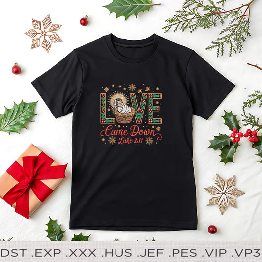 Love Came Down Christmas Embroidery Design – Nativity Machine Embroidery File