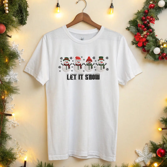 Let It Snow Snowman Embroidery Design, Christmas Machine Embroidery File